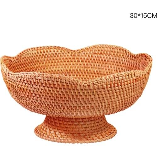 Fruit Basket Rattan Woven Snacks Candy Storage Food Desktop Decoration Suitable For Various Occasions Kitchen Organizer