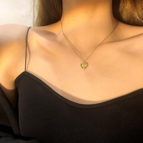 Origin Summer Temperament Stainless Steel Love Heart Cubic Zircon Pendant Necklace for Women Star Gold Color Necklace Jewelry