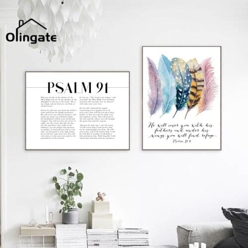 Birds Feathers Scripture Quotes Canvas Painting Bible Verse Psalm Poster Canvas Art One Piece Wall Poster Home Bedroom Decor