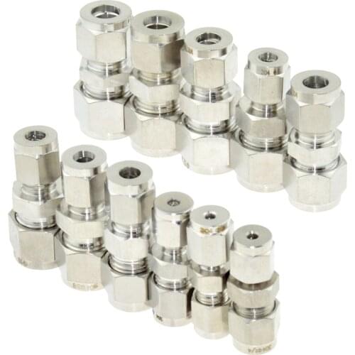 Compressor Fitting Reducer Union 1/8" 1/4" 1/2" 6mm 8mm 10mm 12mm OD Pipe Ferrule Tube Coupler Connector Stainless Steel 304