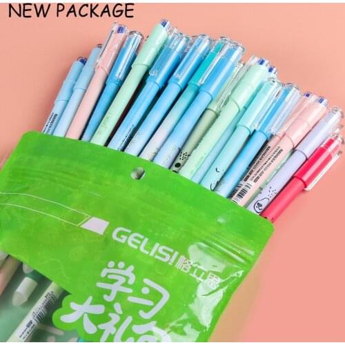 RuiXiang 50Pcs/Set School Office Gel Pen Creative Kawaii Erasable Gel Pens with 0.5mm Blue Ink Cute Stationary