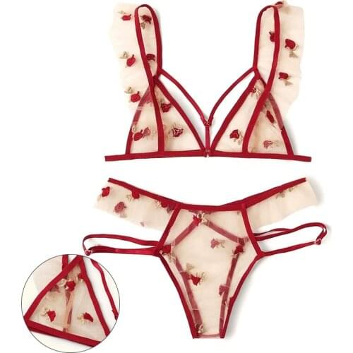 Sexy Brazilian Swimsuit Female Solid Halter Lace Bikini Swimwear Women New Swimming Suit Two Pieces Bikinis Set Red Bathing Suit