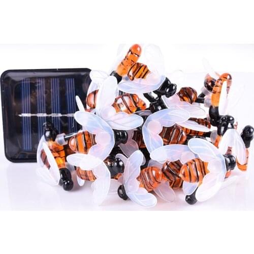 LED Solar String Lights Fairy Outdoor Waterproof 5m 20led Simulation Honeybees Decor for Garden Patio Flower Trees Decorations