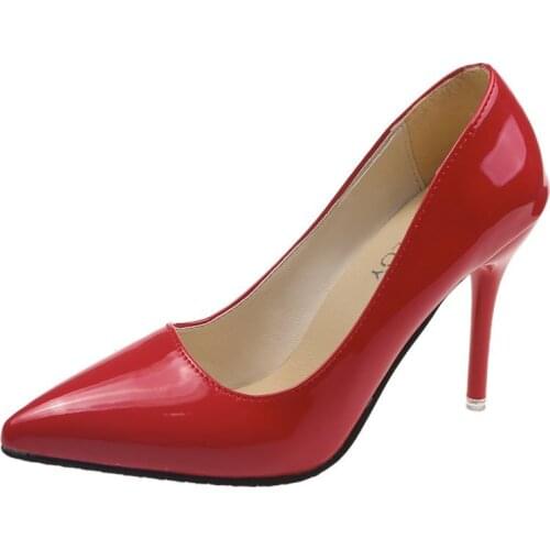 Womens Shoes Pointed Toe Pumps Patent Leather High Heels Boat Shoes Wedding Shoes Zapatos Mujer Shoes for Women Women Heels