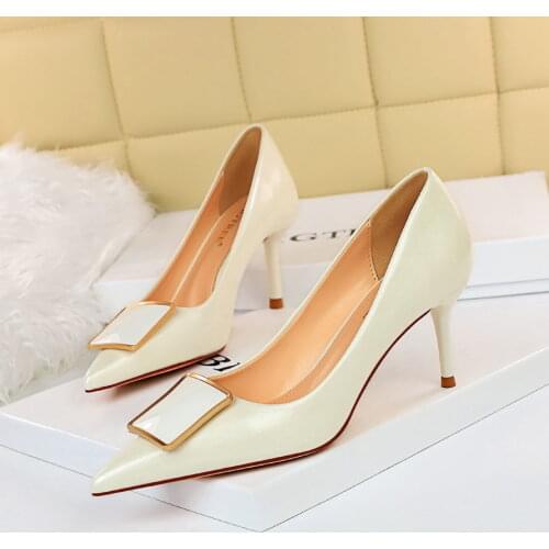 7.5cm Thin Heels Pumps Women Stiletto-heel Dress Women Shoes Wedding Official Leisure Shoes Plus Big Size 34-43