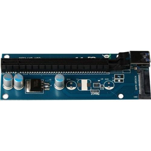 VER007S PCIe 1X to 16X Riser Card Extender PCI Express Adapter + 60cm USB 3.0 Cable 15Pin SATA Power Supply for BTC Miner Mining