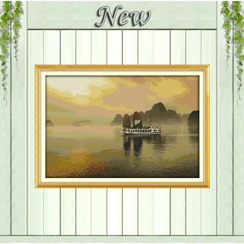 Ha Long Bay Vietnam scenery home decor paintings counted printed on canvas DMC 11CT Cross Stitch Needlework Sets Embroidery kits