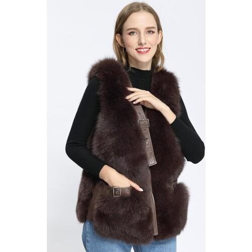 High Quality Fur Vest Women Luxury Real Fox Fur Coat Winter Warm Fashion Jacket Gilet Free Shipping