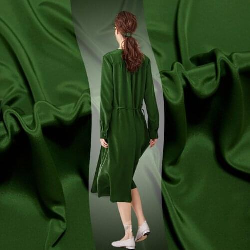 High-grade army green heavy silk crepe de chine fabric 27mm dress compassion crepe de chine silk fabric wholesale silk cloth