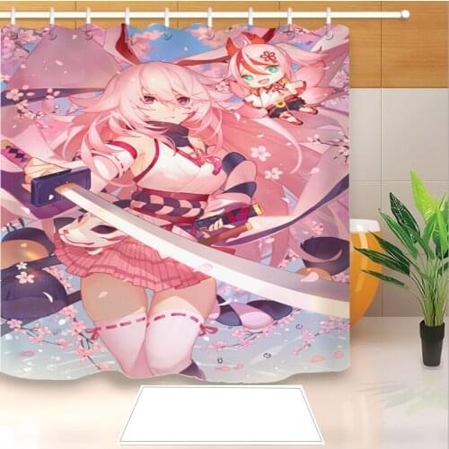 High Quality Anime Yae Sakura 3D Printed Shower Curtains Bath Products Bathroom Decor with Hooks Waterproof 09