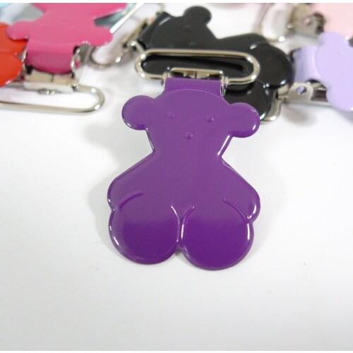 25PCS 1" 25mm #24 PURPLE Color Teddy Bear Suspender Clips Pacifier Holder Clips