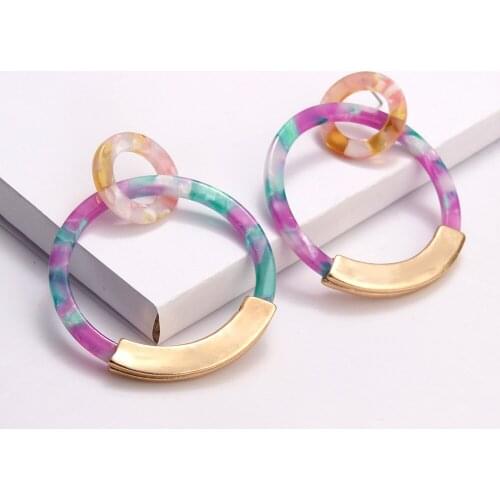 2020 Fashion Big Acrylic Boho Earrings for Women Acetate Dangle Drop Earings Bohemian Colorful Leopard Geometric Hanging Earring