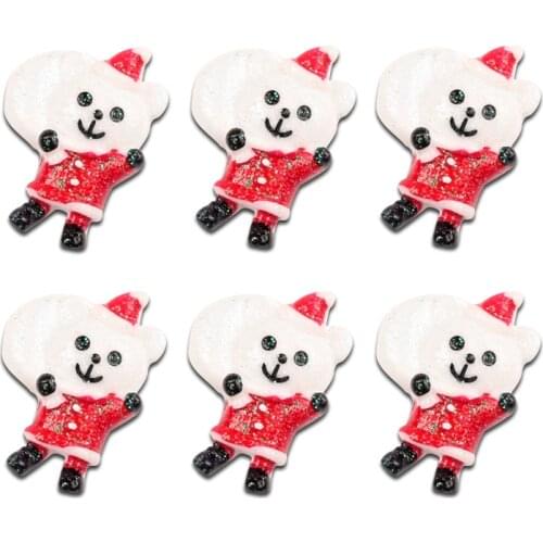 10Pc Resin Christmas Santa Claus Decoration Crafts Kawaii Bead Flatback Cabochon Fridge Magnet Scrapbook DIY Accessories Buttons