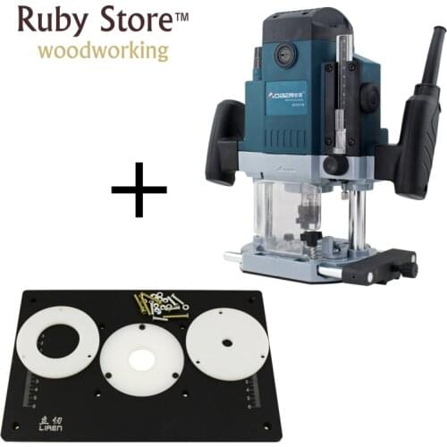 1800W Heavy Duty Plunge Base Router 1/2" Collet + Aluminum Router Plate