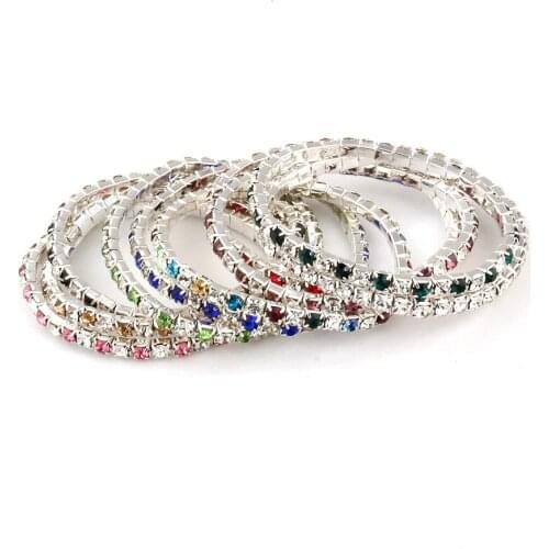 Hot sell ! 20 Pcs Colorful Spring Row Rhinestone Bracelet a0372