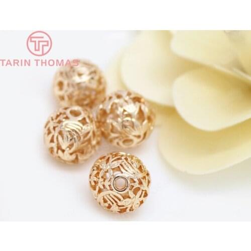 4PCS 13.5MM 24K Champagne Gold Color Plated Brass Tree Leaf Spacer Beads Bracelet Beads High Quality Jewelry Accessories