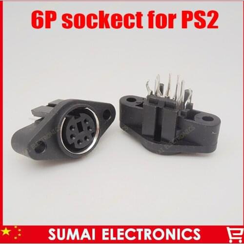 30pcs New 6p keyboard mouse socket For PS2 socket 180 degrees With fix hole (F2B2)