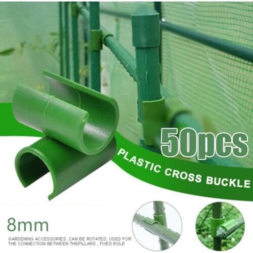 50pcs 8mm Plant Grid Connector Fixing Clip Gardens Bamboo Cane Flexi Balls Fruit Cage Netting Connectors