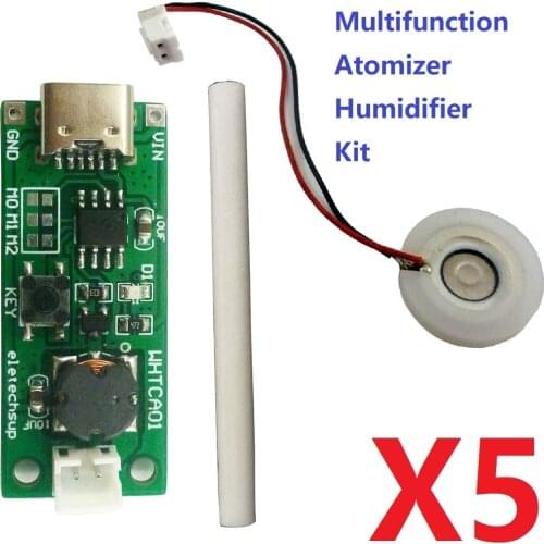 5x DC 3.7 4.2V 5V Type-C USB Multifunction Atomizer Humidifier Controller Kit 108K Atomizing sheet