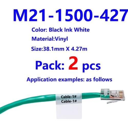 2pcs Bmp21 M21 1500 427 Label Tape Black On White vinyl film Labeling Tapes for BMP21 Plus PAL LABPAL Cable Label Maker BMP21 LA