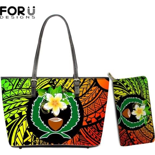 FORUDESIGNS Brand Designer Luxury Shoulder Bags&Purse Pohnpei Plumeria And Polynesian Tribe Pattern Girls Fashion Handbag Totes