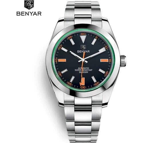 NEW BENYAR Fashion Mens Mechanical Watch Top Brand Luxury Blue Watch Men 50M Waterproof Casual Business Wristwatch reloj hombre
