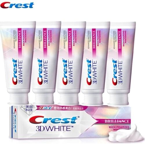 Crest 3D White Rich Foaming Whitening Toothpaste Toothpaste White Brilliance Toothpaste Activated Teeth Whitening 90g*5