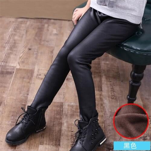 Childrens Wear Girls Underwear Wearing Thin Leather Pants Girls Leggings