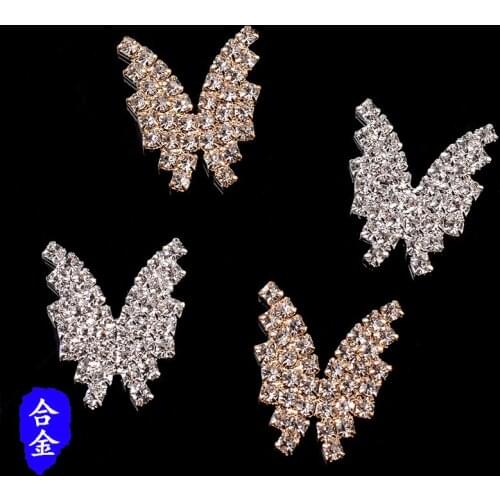 DIY Handmade Jewelry Making Wholesale 10pcs 20*25mm Gold color New Alloy Material Crystal Butterfly charm