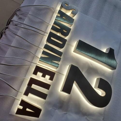 H 15cm Backlit stainless steel decorative aluminum house number