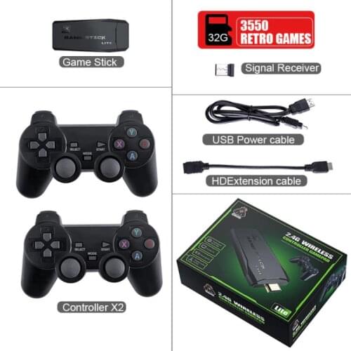 4K HD Video Game Console 2.4G Double Wireless Controller For PS1 Classic Retro TV Game Console 64GB 10000 Games Gamepads
