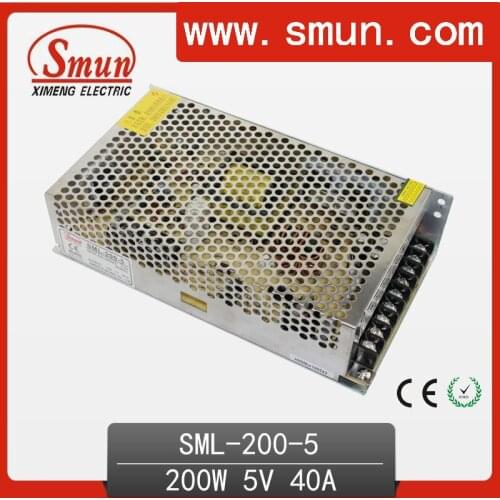 SMUN SML-200-5 200-240VAC to 200W 5VDC 40A Single Output Switching Power Supply For LED