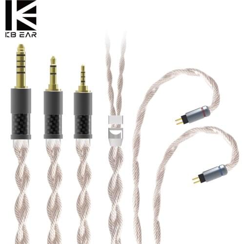 AK KBEAR Inspiration 4 Cores 4N Single Crystal Copper Silver Plated Headphone Cables 2.5/3.5/4.4mm headset cables 2PIN/MMXC/QDC