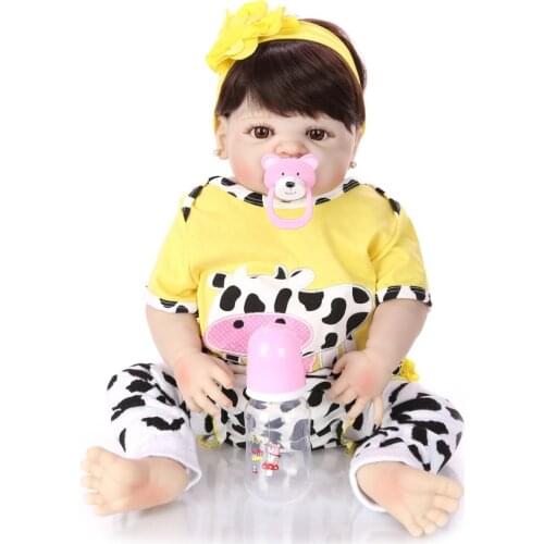 Collectible 57CM Reborn Baby Dolls Full Vinyl Body So Truly Like Girl Alive Doll In Brazil Toddler bebe Toy Birthday Gift