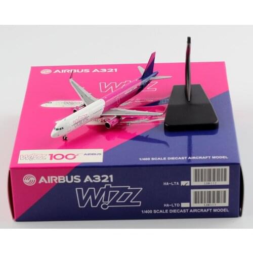 1:400 Alloy Collectible Plane Gift JC Wings LH4112 W!ZZ Air Airbus A321 Diecast Aircraft JET Model HA-LTA With Stand