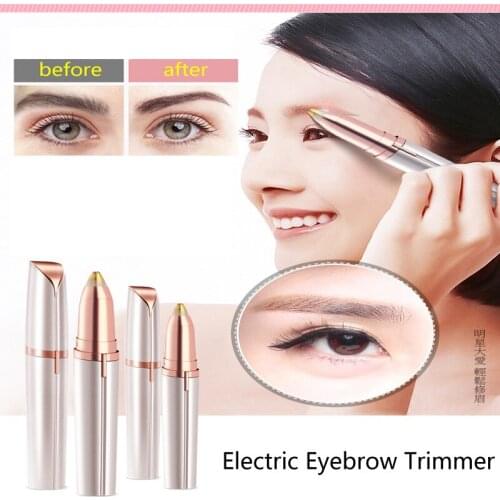 Mini Electric Eyebrow Trimmer Lipstick Epilator Pen Hair Remover EyeBrow Razor Painless Multifunction LED Light Eye Brow Shaper