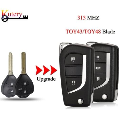 Kutery Modified Folding Remote Car Key For Toyota Corolla RAV4 Camry CROWN Reiz 2/3 Buttons 315MHZ With TOY43 TOY48 With Chip