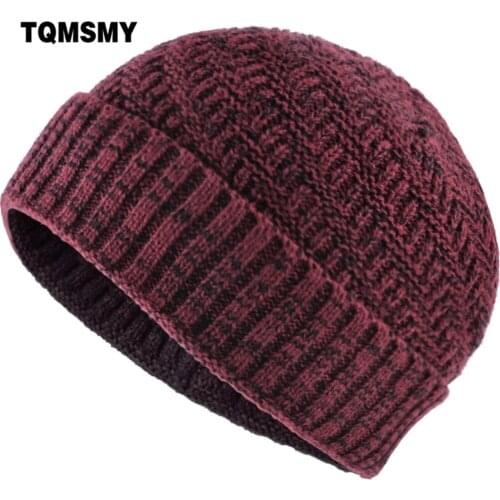 TQMSMY Men Winter Beanie Hat cap for Men and Women Knitted Velvet skullies solid color hat Flanging Ski Caps Warm Hats TMC01