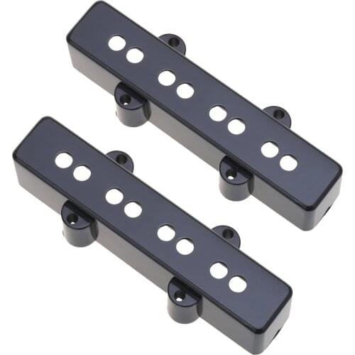 Musiclily Pro Plastic F63/R65mm Jazz Bass Pickup Covers Set for Fender J Bass, Black (Set of 2)