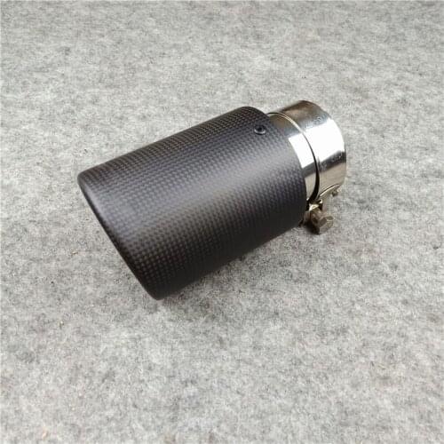One Pcs Car Muffler Tip Carbon Fiber+304 Stainless Steel Matte Black Fit For All Cars Length 170mm For Akrapovic Exhaust Pipe