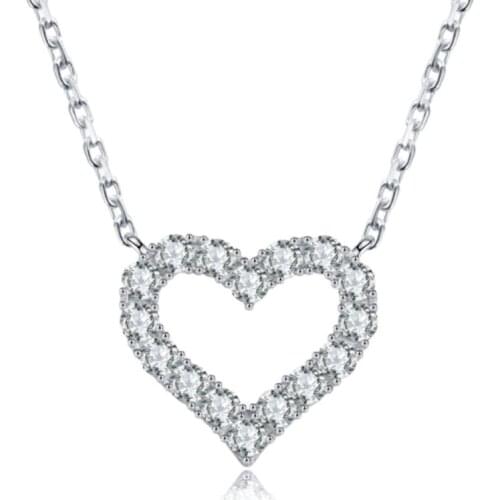 5A Zirconia Heart Shape Pendant Necklace Fashion Bride Wedding Necklace For Women Classic Silver Color Zircon Stone Jewelry