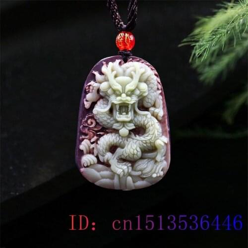 Jade Dragon Pendant Necklace Chinese Gifts Jewelry Natural Lucky Gemstone Fashion Carved Charm Amulet