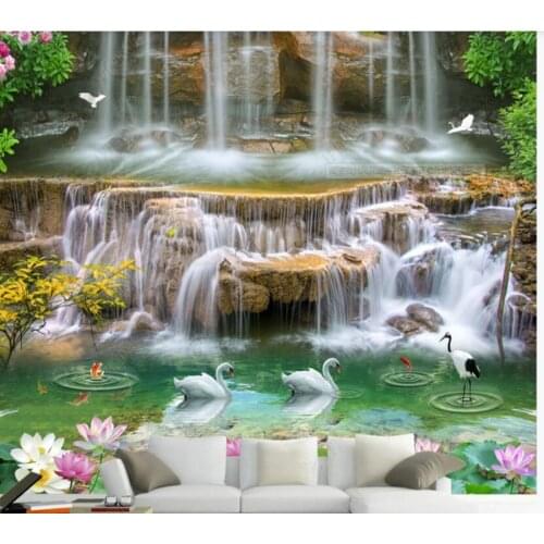 Papel de parede Scenery Waterfall 3D Landscape Painting 3d wallpaper mural,iving room tv wall bedroom wall papers home decor