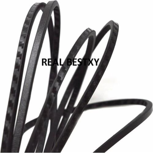 2 meters/lot approx:4*3mm Flat Leather Cord with carbon fiber surface Diy Jewelry Findings Accessories Jewelry Making Materials