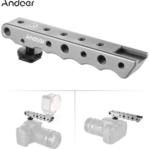 Andoer Video Top Handle Handgrip Stabilizing Grip w/ Cold Shoe + Bubble Level for Canon Nikon Sony DSLR Camera Camcorder