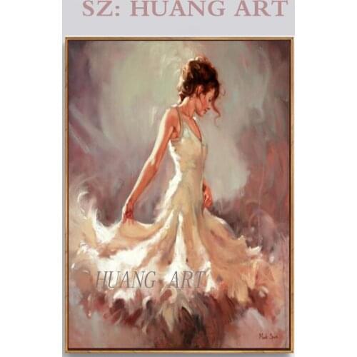 Hand Painted HQ Ballet Handmade Canvas Spanish Dancer Painting Impression Figure Oil Painting Wall Pictures for Living Room