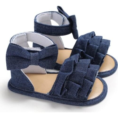 Denim Cloth Baby Girls Sandals Newborn Baby Shoes Summer Toddler Sandals Lace Bowknot Girls Shoes