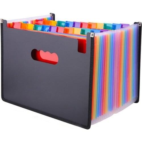 24 Pockets Extended Folder A4 Notepad Portable Business Documents Large Capacity Student Office Supplies Multi-layer Insert Clip