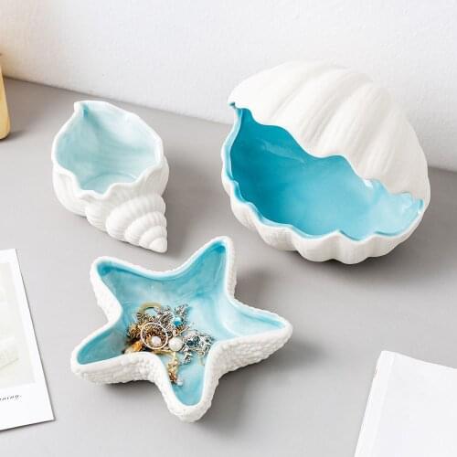 Modern Ceramic Shell Storage Desktop Key Sundries Home Decoration Living Room Bedroom Ornaments Figurine