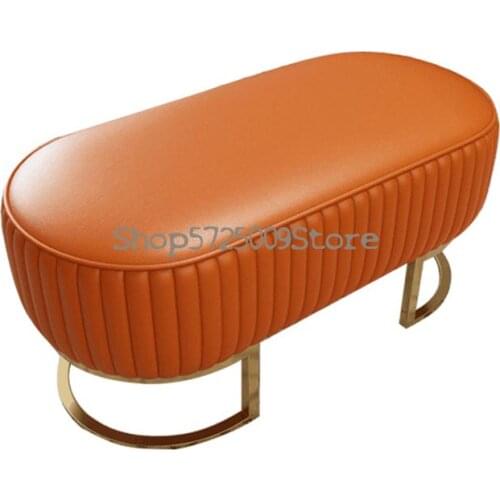 Modern Leather Art Sofa Foot Stool Clothing Store Sofa Stool Home Trial Shoe Stool Bench Bedroom Bed End Stool Light Luxury